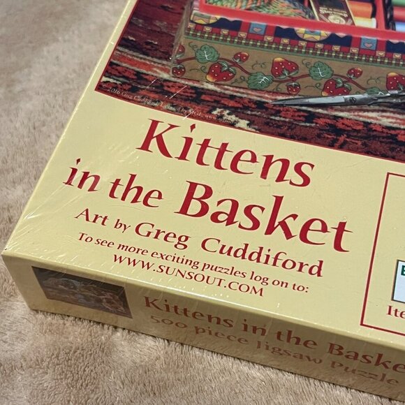 SunsOut Kittens in The Basket 500 Pc Jigsaw Puzzle Baby cats - Picture 2 of 9